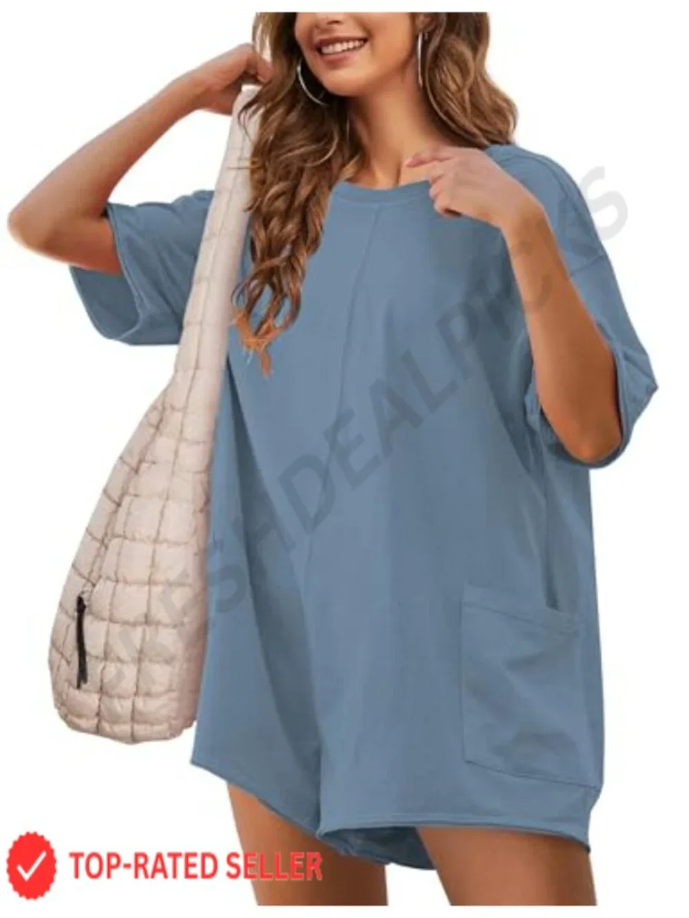 Oversized Hot Shot Tee Romper for Women, Comfy One-Piece with Pockets, Athletic